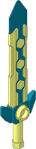 Minifig Sword with Hexagonal Decorations with Pearl Gold Pattern