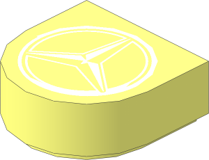 Tile  1 x  1 with Rounded End with White Mercedes-Benz Logo Pattern