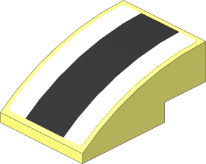 Slope Brick Curved  3 x  2 with Black Stripe on White Background Sticker