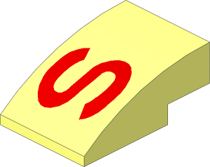Slope Brick Curved  3 x  2 with Red "S" Pattern