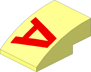 Slope Brick Curved  3 x  2 with Red "A" Pattern