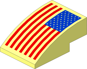 Slope Brick Curved  3 x  2 with United States Flag Pattern