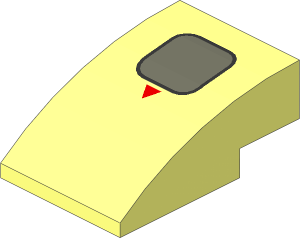Slope Brick Curved  3 x  2 with Dark Bluish Grey Rounded Square and Red Triangle Pattern