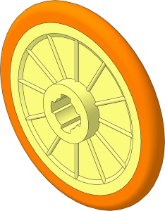 Wheel  2 x 21 with Wheel Pin Hole with Integral Rubber Bright Green Tyre Pattern