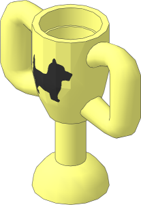Minifig Trophy Cup  2.4L with Metallic Silver Terrier Dog Pattern
