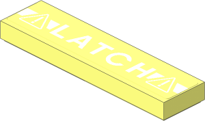 Tile  1 x  4 with White 'LATCH' and Exclamation Marks in Triangles Sticker