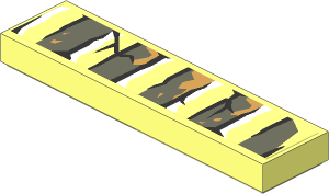 Tile  1 x  4 with Bricks and Cracks Type 3 Sticker