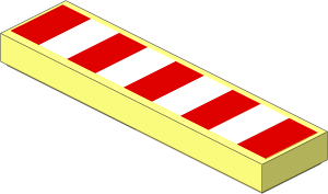 Tile  1 x  4 with  5 Red Rectangles on White Background Sticker