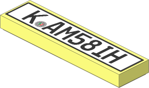 Tile  1 x  4 with German Front License Plate "K AM58IH" Sticker