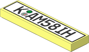 Tile  1 x  4 with German Rear License Plate "K AM58IH" Sticker