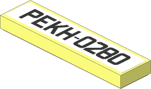 Tile  1 x  4 with White License Plate "PEKH-0280" Sticker