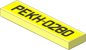 Tile  1 x  4 with Yellow License Plate "PEKH-0280" Sticker