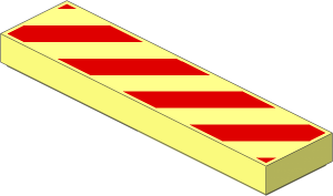 Tile  1 x  4 with Red Danger Stripes Pattern