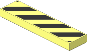 Tile  1 x  4 with Black Danger Stripes Pattern