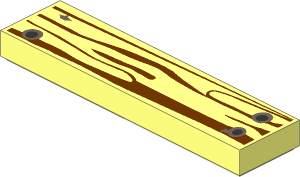 Tile  1 x  4 with Wood Grain and  3 Silver Nails Pattern