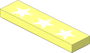 Tile  1 x  4 with 3 White Stars Pattern