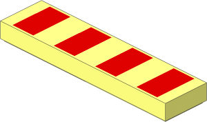Tile  1 x  4 with 4 Red Stripes Pattern