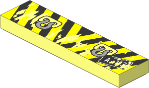 Tile  1 x  4 with Black and Yellow Diagonal Stripes and Tow Rings Pattern