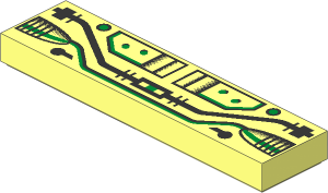 Tile  1 x  4 with Black and Copper Circuits Pattern