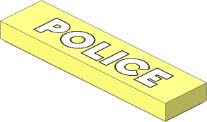 Tile  1 x  4 with White "POLICE" with Black Outline Pattern