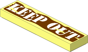 Tile  1 x  4 with "Keep Out" Sign Pattern