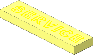 Tile  1 x  4 with Yellow and Light Yellow "SERVICE" Pattern