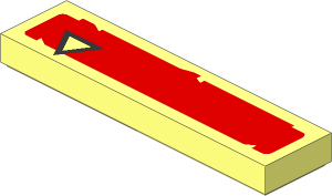 Tile  1 x  4 with Black and Light Yellow Triangle on Red Rectangle Pattern