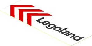 Sticker  1.2 x  4.0 with "Legoland" and Chevrons Left