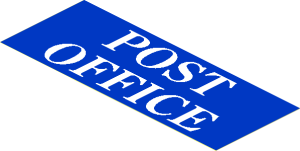 Sticker  2.3 x  5.9 with "POST OFFICE"