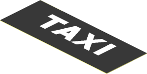 Sticker  1.1 x  2.9 with White "TAXI"