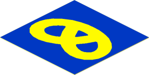 Sticker  1.9 x  1.9 with Yellow Pretzel on Blue Background