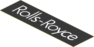 Sticker  1.1 x  3.9 with White "Rolls-Royce" on Black Background
