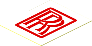 Sticker  1.1 x  0.9 with Red Rolls-Royce Logo on White Background