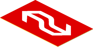 Sticker  0.9 x  1.5 with White Netherlands Railways Logo on Red Background