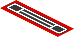 Sticker  1.1 x  3.9 with Black Town Car Grille on Red Background