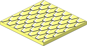 Tile  6 x  6 with Groove and Underside Studs with Black and White Roof Shingle Outlines Pattern