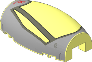 Windscreen  6 x 10 x  3 with  1 x  2 x  1 Cutout - Ovoid with SW B-Wing Cockpit Pattern