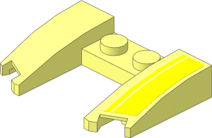 Wedge  3 x  4 x  0.667 Cutout with Yellow Stripes on Transparent Background Right Sticker