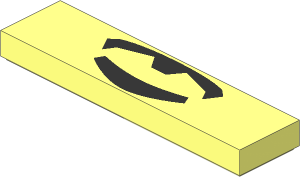 Tile  1 x  4 with Black Beard and Moustache Curved Pattern
