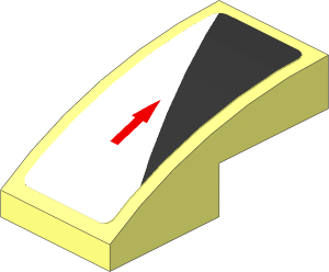 Slope Brick Curved  2 x  1 with Red Arrow and Black Triangle on White Background Left Sticker
