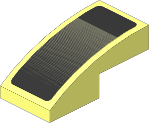 Slope Brick Curved  2 x  1 with Black and Grey Face Sticker