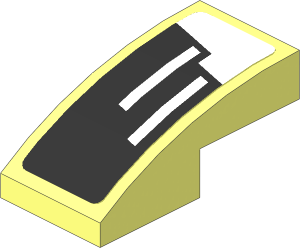 Slope Brick Curved  2 x  1 with Headlight on Black and White Background Left Sticker