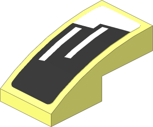 Slope Brick Curved  2 x  1 with Headlight on Black and White Background Right Sticker