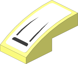 Slope Brick Curved  2 x  1 with Black Airscoope on White Background Sticker