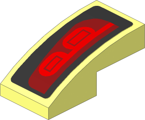 Slope Brick Curved  2 x  1 with Red Taillamp on Black Background Left Sticker
