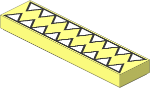 Tile  1 x  4 with Black Outlined White Teeth Pattern