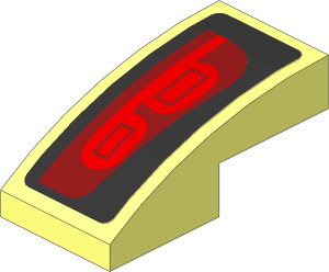 Slope Brick Curved  2 x  1 with Red Taillamp on Black Background Right Sticker