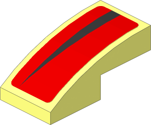 Slope Brick Curved  2 x  1 with Black Arc on Red Background Left Sticker