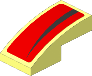 Slope Brick Curved  2 x  1 with Black Arc on Red Background Right Sticker