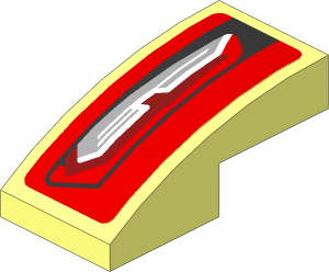 Slope Brick Curved  2 x  1 with Taillamp on Red Background Right Sticker